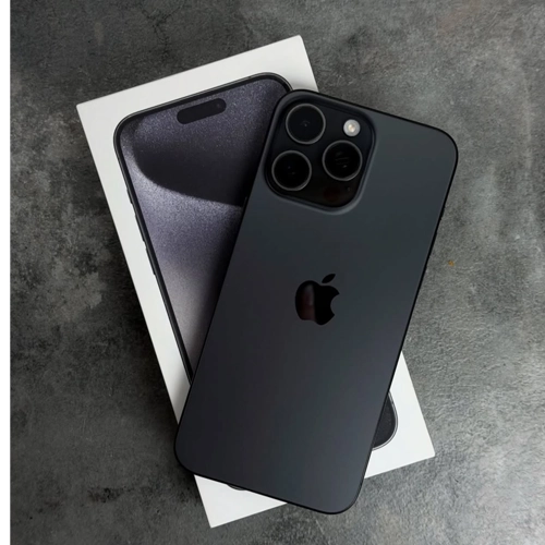 iPhone 15 Pro Max 256GB Black Titanium Front View Apple iPhone 15 Pro Max 256GB Black Titanium in A+ 10/10 condition.